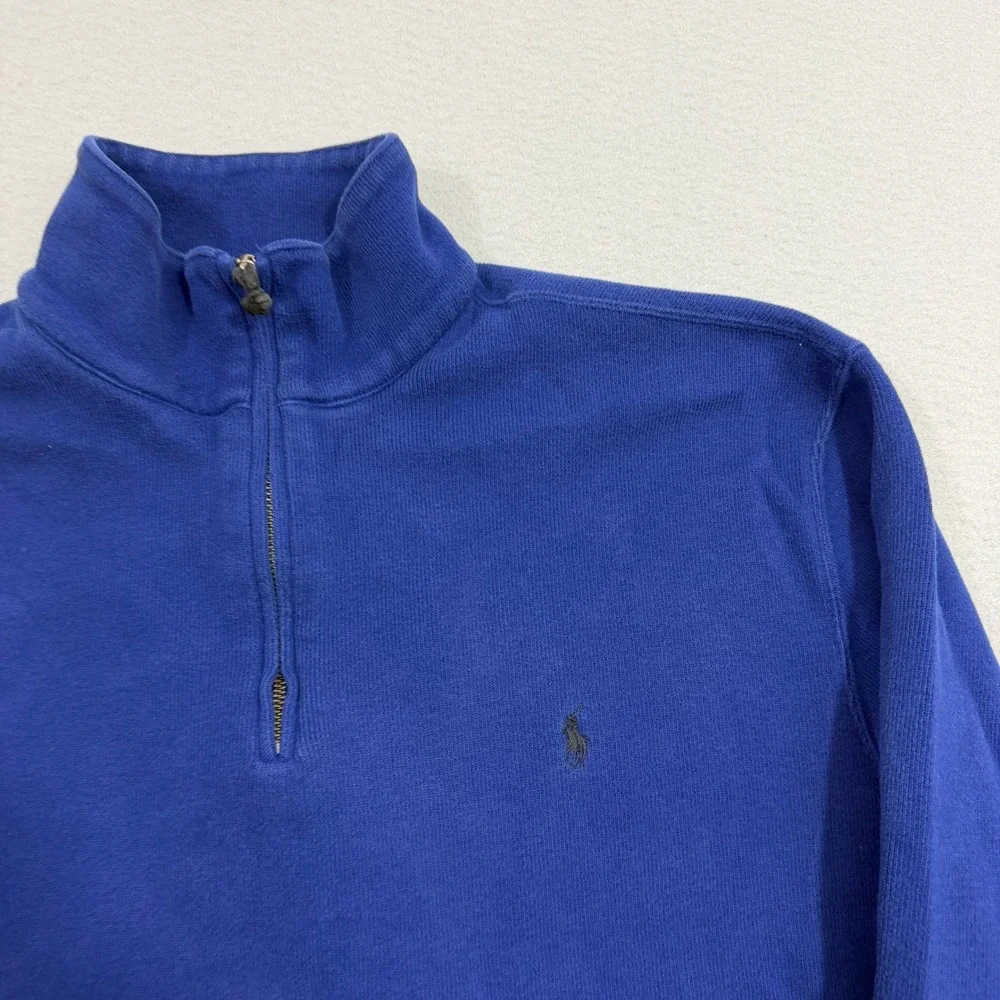 Vintage Polo Ralph Lauren Quarter Zip Mens Extra Large Blue Preppy 90s Pony Logo
